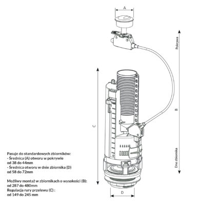 Schemat Zawór spustowy 3/6 litra OPTIMA 50 Siamp